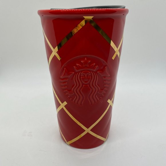 Starbucks 2016 Holiday Red Ceramic 10oz Tumbler - Picture 1 of 5